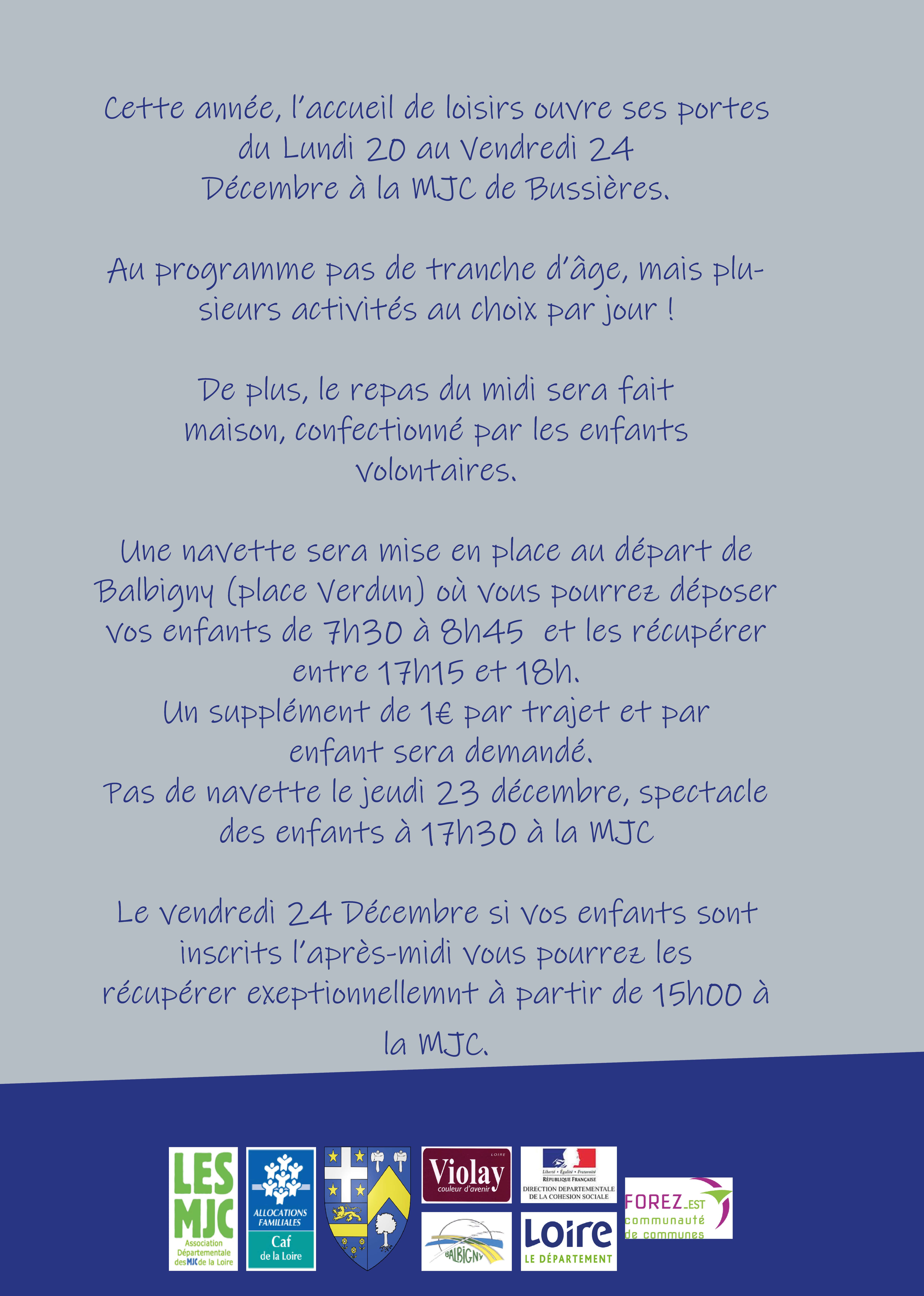 MJC Bussières - Flyer Vacances Décembre 2021-2