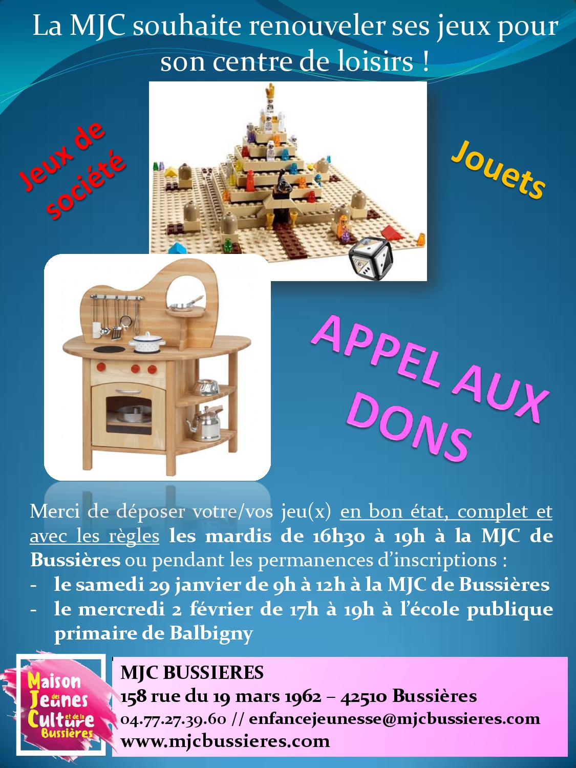 MJC Bussières - Appel-dons-Jeux-Janv22