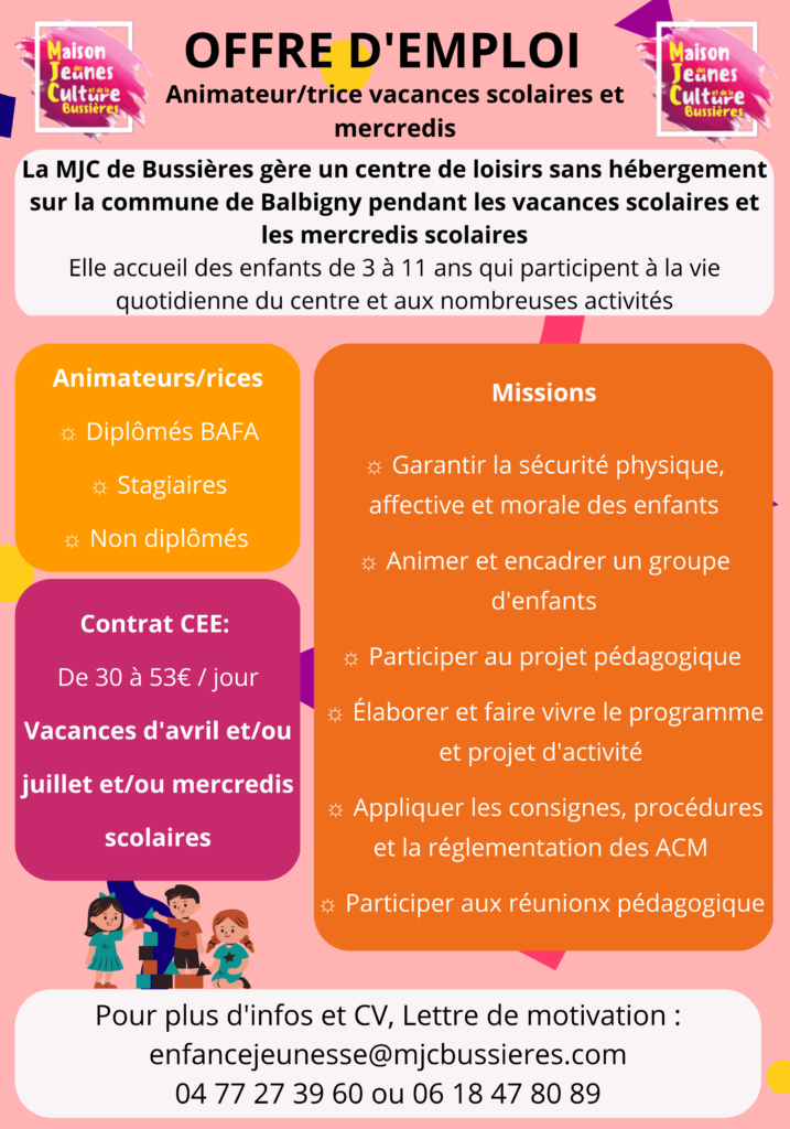 MJC Bussières - offre emploi