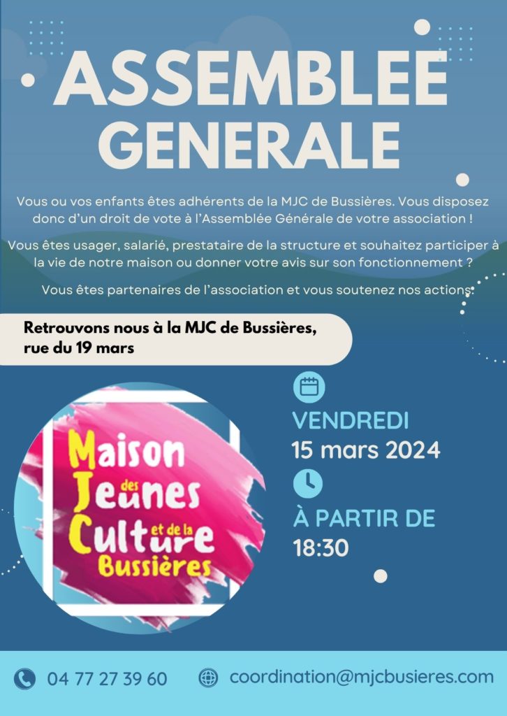 convocation AG MJC Bussières 15 mars 2024